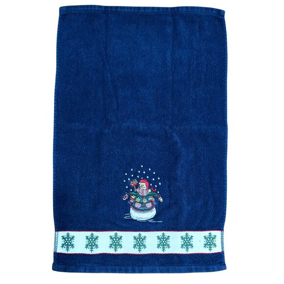 2 VTG Christmas Snowman Hand Towel Embroidered Snowflakes Tree Holiday Decor JCP - Picture 5 of 13